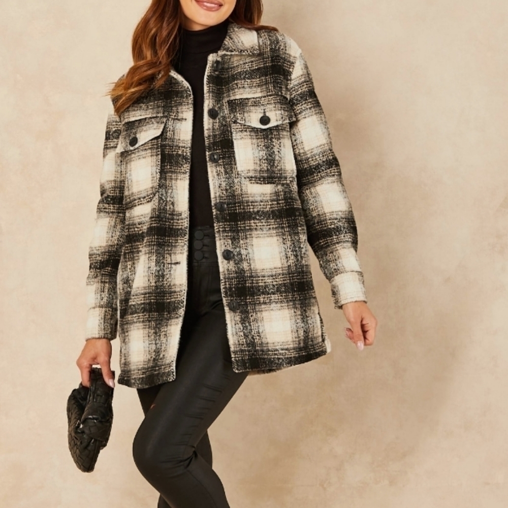 Bagatelle Oversized Plaid Shirt Jacket Shacket